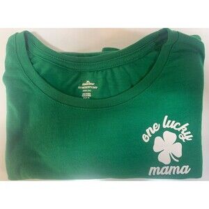 St. Patrick’s Day T Shirt W XXXL short slv lucky green shamrock  One Lucky Momma